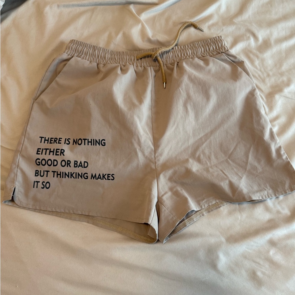 SHEIN Tan Elastic Waist Shorts